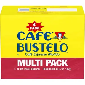 Cafe Bustelo Espresso Ground Coffee 10 Ounce Multi Pack 4-Pack with 283g Total Weight (1.13kg Net Weight) - Taffy, Beverage coffee lover Nata Dark Roast ground coffee