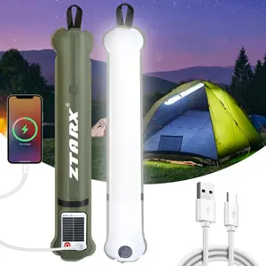 Solar Powered Inflatable Camping Light, Waterproof Portable Light with Inflatable Tool & Storage Bag, Outdoor Camping Lighting for Hiking