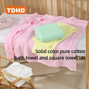 TDHD 6 PCS children's muslin pure cotton bath towel small towel set is soft, breathable, easy to absorb water, suitable for use in multiple scenarios such as home, sports, travel, etc
