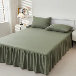 Bamboo Fiber Bed Skirt Set, Summer Cool Breathable Bedding, Moisture Wicking, 4 Colors Available, Ideal Gift for Bedroom & Hotel, Bedroom Setup, Bedroom Decor