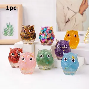 Crystal Stone Owl Statue Figurine, Home Office Desk Decor, Kitchen Decoration, Garden Office Holiday Animal Theme Ornament, Home Decor Ornaments, Cute Animal Design, Crystal Fragment Owl