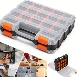 Tool Box Storage Container with Transparent Lid, Detachable Dividers, Ideal for Hardware, Screws, Nails, Beads, Jewelry, Fishing Gear