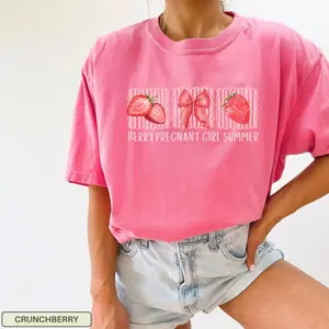 Comfort Colors® Berry Pregnant Girl Summer Shirt Strawberry Shirt Pregnant Wife Gift Mothers Day Gift For First Time Mom Baby Announcement Baby Shower