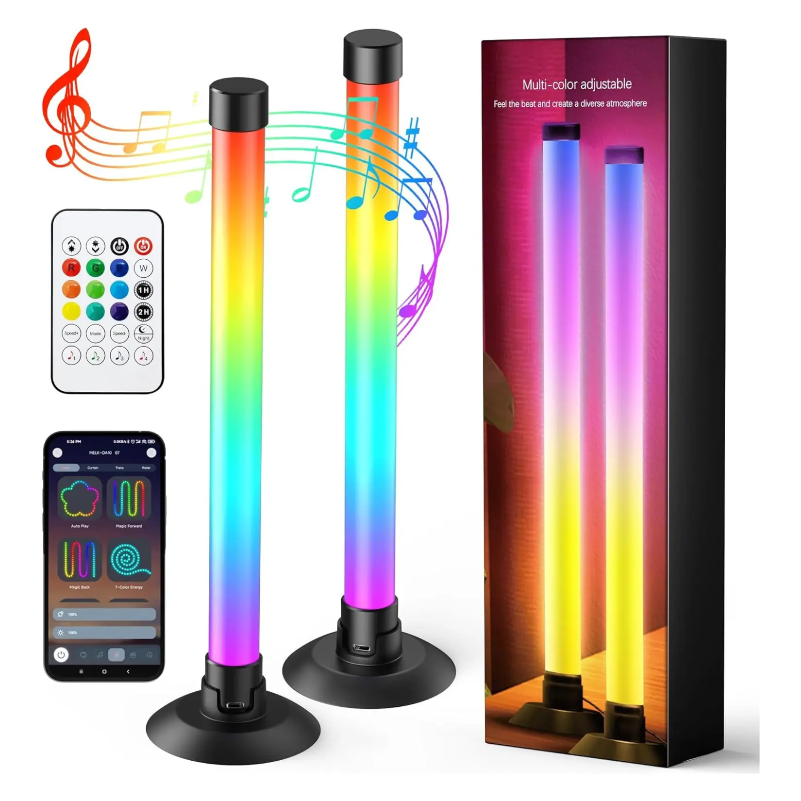 Led Light Bar with Music Sync, Color Changing TV Backlight App & Remote Control, IC+RGB & W Smart RGB Light Bar, USB Powered Led Lights for TV
