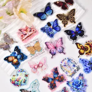 Mix of 30 Assorted Glitter Butterfly Acrylic Flatbacks of Glitter Resin And Acrylic, Suitable for Projects, Badge Reels, And Hair Additions Holiday Gifts, And Reward Presents