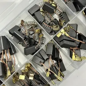 60-Piece Professional Electric Motor Carbon Brush Set - 15 Different Sizes, Heavy-Duty Metal Replacement Parts for Drill Presses, Table Saws, and Motorcycle Repair - Durable Tool Maintenance Kit