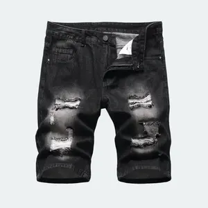Men's slim-fit denim shorts - distressed skinny fit with white raw edges and pocket details, mid-rise waistband, lightweight summer shorts, machine washable, comfortable, street-chic, breathable fabric, urban style jorts  men fadhion shop jeans hombre hig
