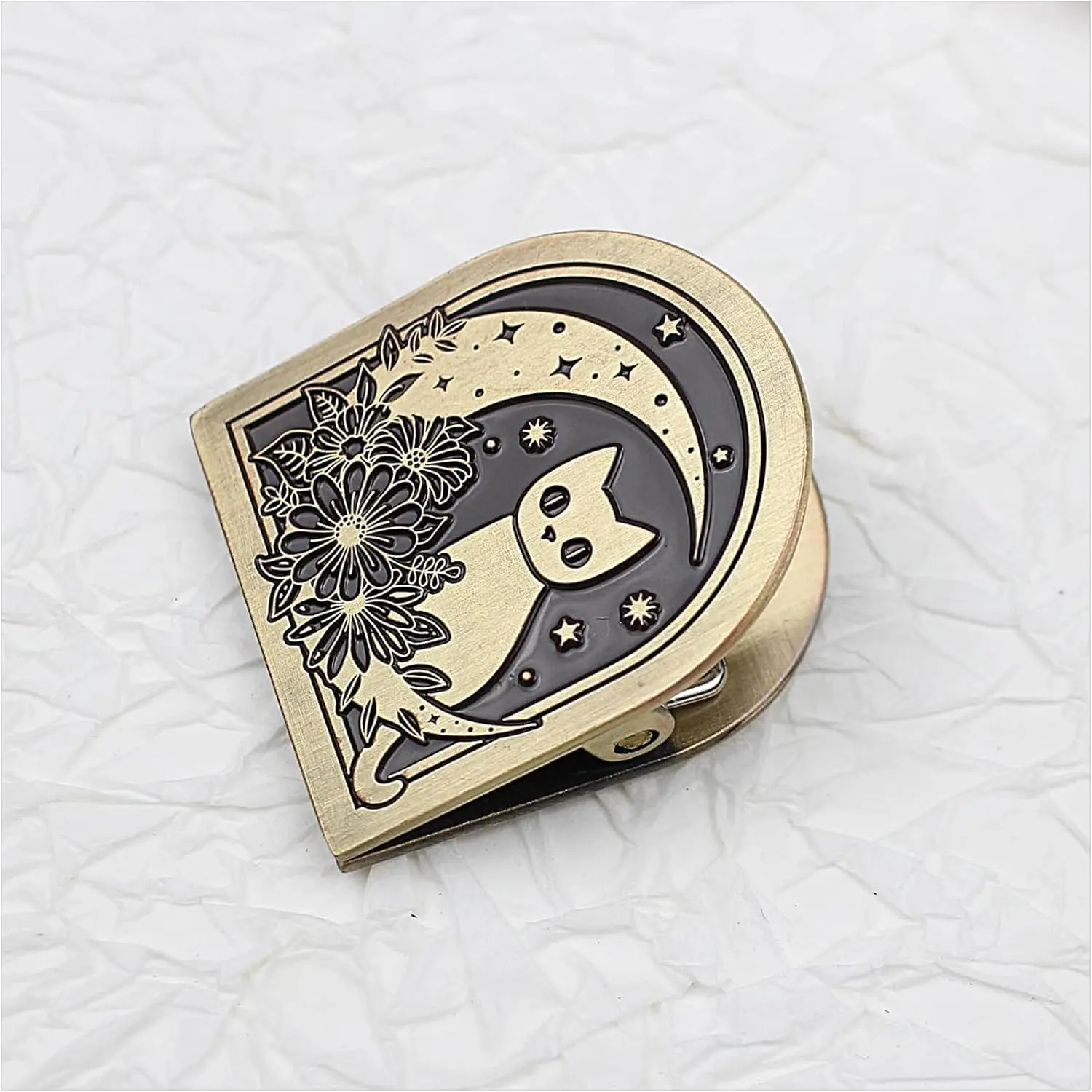 Moon  Themed Metal Book Clip for Travelers Notebook Accessories, Decorative Binder Journal Clip for Moterm Page Holder, Compatible with Midori, Art Journaling Charms