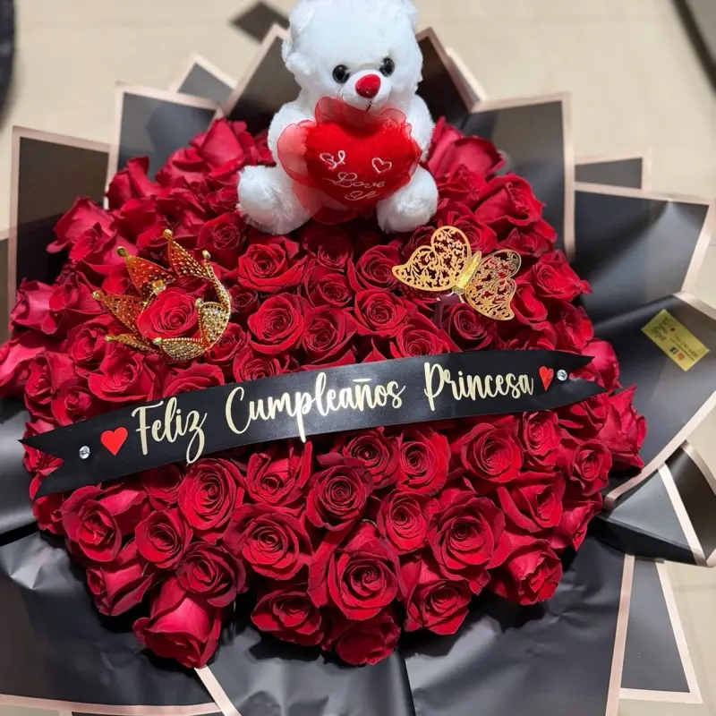 MIAMI ONLY - 60 Red Roses Bouquet with message - FREE DELIVERY