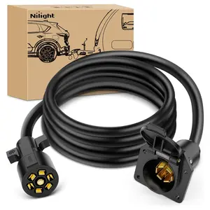Nilight 8FT 7-Way Trailer Plug Socket Extension Cable Durable Connection Protection Cover