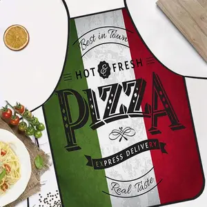 Vintage Italian Pizza Print Apron, Durable Cooking Apron for Bakers, Cake Decorators, Grill Lovers, Gardeners, Artists, Manicurists, Perfect Gift