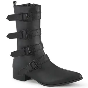 Demonia Men's Warlock-110-C Black Vegan Leather Knee-high Boots