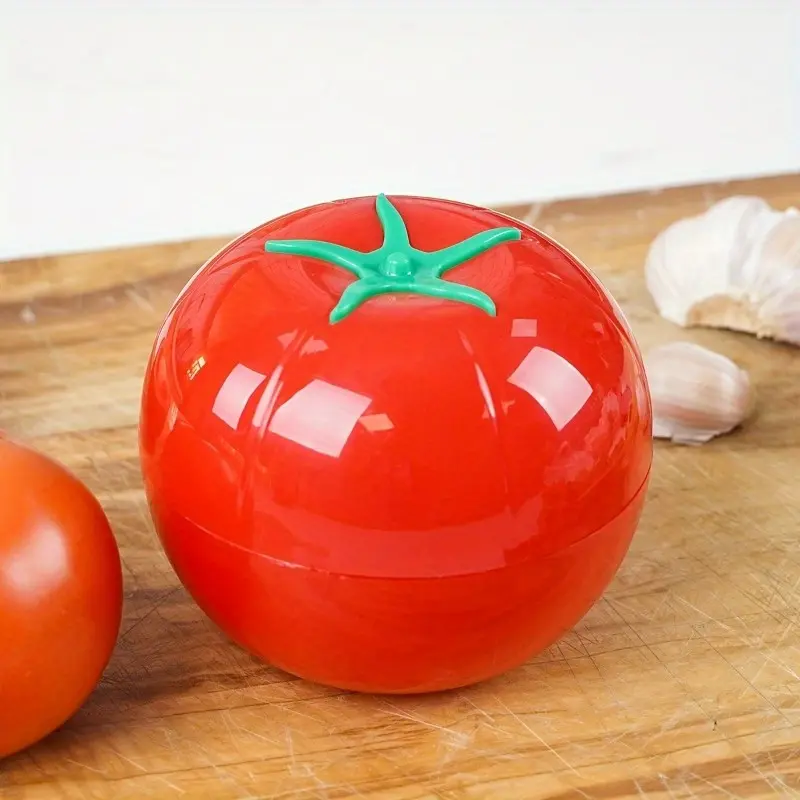 1pc Tomato Shaped PP Plastic Sealing Storage Box, Air Tight Sealed Container, Kitchen Food Crisper, Vegetable Container, Onion Tomato Lemon Fresh Storage Box, 450ml/15.8oz