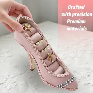 Jewelry Displays Stand, Sturdy High-Heeled Jewelry Organizer Tower, Multi-Compartment Earring & Necklace Display, Portable Velvet Ring Holder Box, Large Capacity Jewelry Stand, Witch Hunt Series Accessory Tower, Ocean Style Tiara Necklace Holder