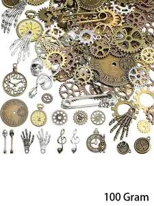 100g Gear Accessories, Bulk Mixed Antique Bronze Steampunk Style, Clock Gears for DIY Necklace Bracelet Jewelry Making Supplies
