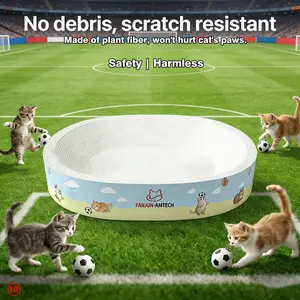 No Paper Scraps Cat Toys, Oval Anti-slip Scratching Board, Ample Space for Play Sleep & Scratching Provides ample space for play and sleep,  advanced reinforced corrugated cardboard grab boards scratch resistant Kittens Bed