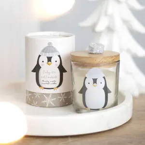 Frosty Vanilla Winter Penguin Candle - Elegant Design with Penguin Theme - Ideal for Holiday Celebrations