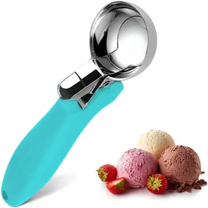 Ice Cream Scoop, Large Cookie Scoop with  Soft Grip Handle, Heavy Duty Multifunctional Baking Scooper for Sundaes, Cupcake, Dough, Protein Balls and Meatballs (Lake Blue, 1)