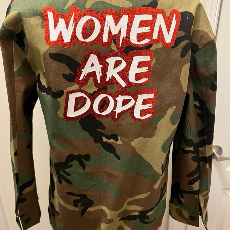 Womens Camo Jacket with Patches Casual