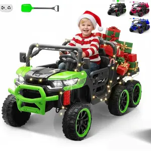 Kartivo 24V 2 Seater Ride on Dump Truck, 4WD 6-Wheel Ride on Toys for Big Kids with Remote Control, Ride on UTV Car with Electric Dump Bed, Toy Shovel, LED Lights & Music - Ages 3+,Christmas Gift