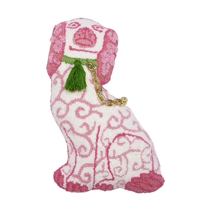 Peking Handicraft Velvet Decorative 12x18 in. Chinoiserie Dog-Shaped Hook Pillow - Home Textile Accessory with Blown-In Filler, Multi-Color, Exquisite Craftsmanship