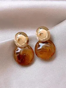 Elegant Vintage Inspired Resin Geometric Small Round Ball Drop Rounded Earrings, Fashionable Daily Wear for Women, Chic and Versatile Commuter Accessories, Fashionable Jewelry Accessories, Lightweight Earring