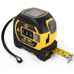 3-in-1 Smart Measure Tool, Digital Tape Measure with Laser, Voice Output & Level, 16ft/5m Tape, 328ft/100m Laser Distance Measure, Cross-Line Laser Level, CE Certified, Durable TPR Shell
