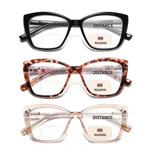 3pack Bifocal Reading Glasses Women Cat Eye Oversized Blue Light Blocking Computer Readers Designer Clear Top Eyewear