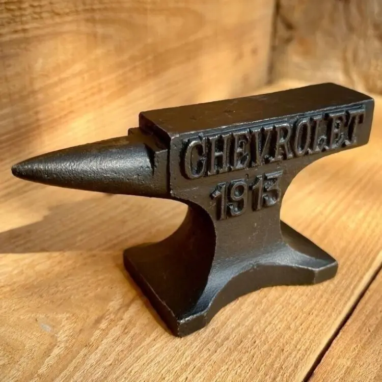 Chevrolet 1913 Cast Iron Anvil Figurine - Handmade Antique Vintage Handcrafted Finish, Home Decor Ornaments, Room Decor Desk Paperweight