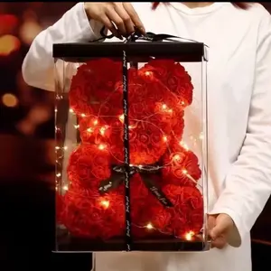 25cm Artificial Teddy Rose Flower Bear Romantic Valentines Day Gift Girlfriend Women Anniversary Wedding Party Supplies