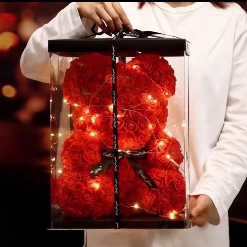 25cm Artificial Teddy Rose Flower Bear Romantic Valentines Day Gift Girlfriend Women Anniversary Wedding Party Supplies