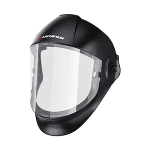 ARCCAPTAIN ANSI Z87.1 Certified Panoramic Full Face Shield - Polycarbonate Visor, Impact-Resistant, Adjustable Ratcheting Headgear for Grinding, Cutting (Father's Day Gift)