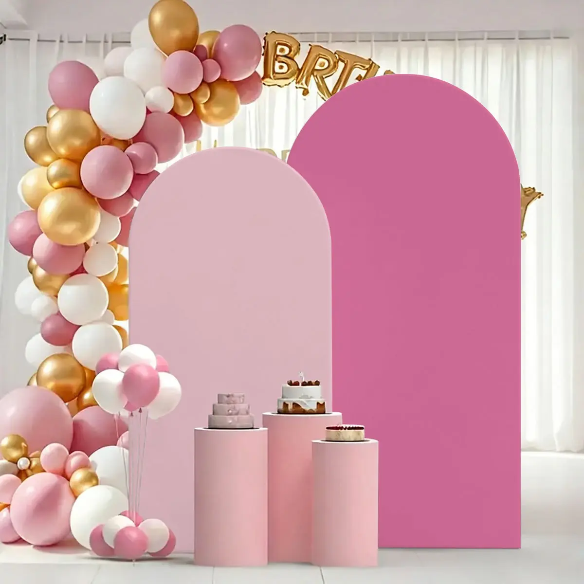 Double Color Arch Stand Cover for Weddings Birthdays Festivals, Pure Color Polyester Elastic Backdrop Prop, Indoor Backdrops, Party Decoration Supplies, Birthday Party Decorations (no Shelf Balloon)