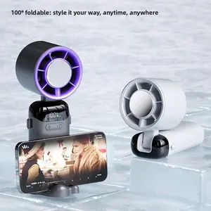 Portable Neck Fan, Cordless 16°C Cold Air & Ice Compress, 100-Speed 10m/s High Wind, 3-Way Foldable, Digital Display, Energy-Saving, Fast-Charging Cable & Free Lanyard, 2 Colors (Grey-Purple/White) for Walking & Relaxing Summer Home Appliance
