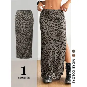 Women's leopard print skirt, side seam street style, all season casual fashion, perfect choice for dating and school, leopard print skirtRAIMENTRY