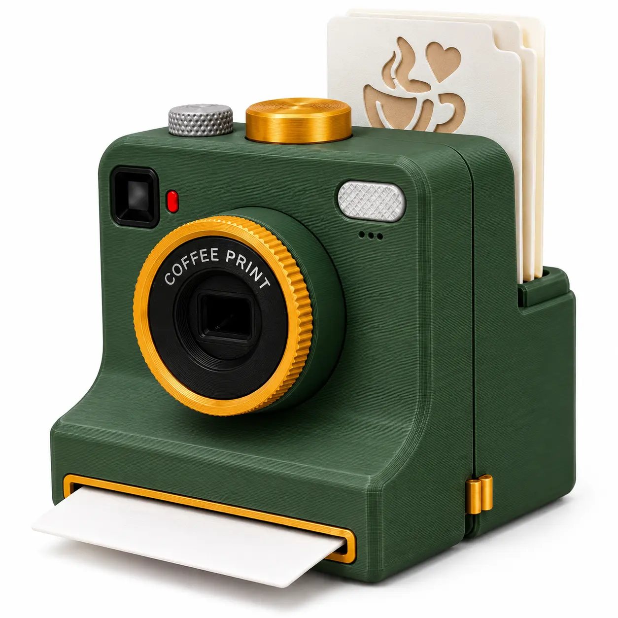 3D Printed Coffee Art Stencil Printer, One-Press Latte & Cappuccino Decorating Tool with 4 Random Stencil Cards, Coffee Lover Gift