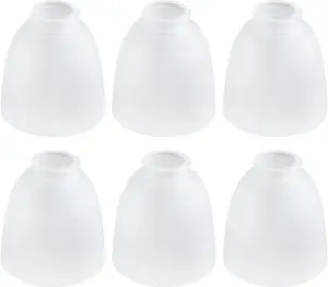 6-Pack White Frosted Glass Shades, Bell Shaped Glass Shade Covers Ceiling Fan Lamp Replacements, Light Fixtures Lampshade for Chandelier Wall Sconces, 1.61" Fitter Size, 5" High x 4.7" Diameter