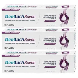Denttach Denture Adhesive, Thermoplastic Denture Adhesive, Cushion and Reliner, Comfortable, Secure Denture Grip for Up to 7 Days, Non Glue, Zinc Free, Long Holding Denture Reliner (Pack of 3)