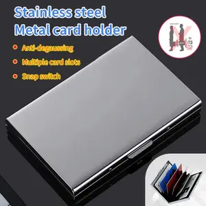2pcs Metal Card Holder for Men Stainless Steel Ultra-Thin Anti-Magnetic Document Wallet with Multiple Card Slots for Bank Cards and Driving Licenses