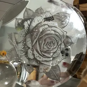 Custom Engraved Mirror with Detailed Rose Design Available in Various Sizes Starting at $15