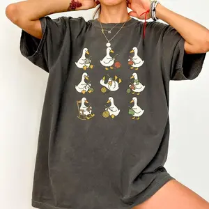 [Sale off up to 50%] Cute Goose Crocheting Shirt, Funny Yarn Lover Tee, Crochet Gift for Women, Animal Crochet Shirt, Goose Yarn Craft Graphic T Shirt, Graphic Streetwear T-shirt