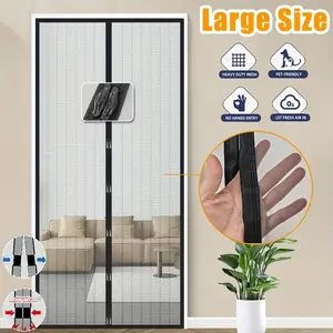 Magnetic Self-Closing Curtain, Thickened Patterned Heavy Duty Mesh Material, Fits Various Door Frames, No Hands Entry, All-Season Mosquito Protection, Durable Gift Option, Large Size