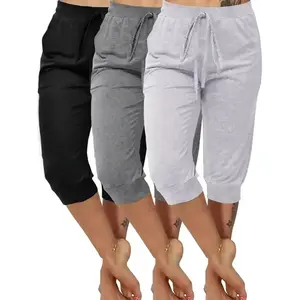 Women’s plus-size casual cropped pajamas with butterfly bow decoration, suitable for family use, 3-piece set GARMENTARY