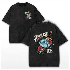 Washed Cotton Unisex Abolish ICE Graphic Tee, Anti-MAGA Satirical Shirt,  Fck Ice Human Rights Activist, Retro Activism Apparel, Pro-immigration Equality Resist Shirt