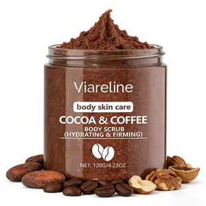 Viareline Cocoa & Coffee Body Scrub - Hydrating & Firming with Cocoa Extract & Walnut Shell Powder for Soft & Refreshing Skin 120G