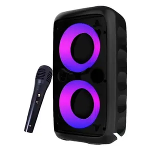 Karaoke Bluetooth Speaker Wireless Portable With Microphone Subwoofer Machine Radio FM Lamp LED Light TWS Sound Box Music Caixa De Som Woofers Outdoor Square Dancing Home Stage Performances Party Enhanced Bass MP3 Player Support RGB Stereo