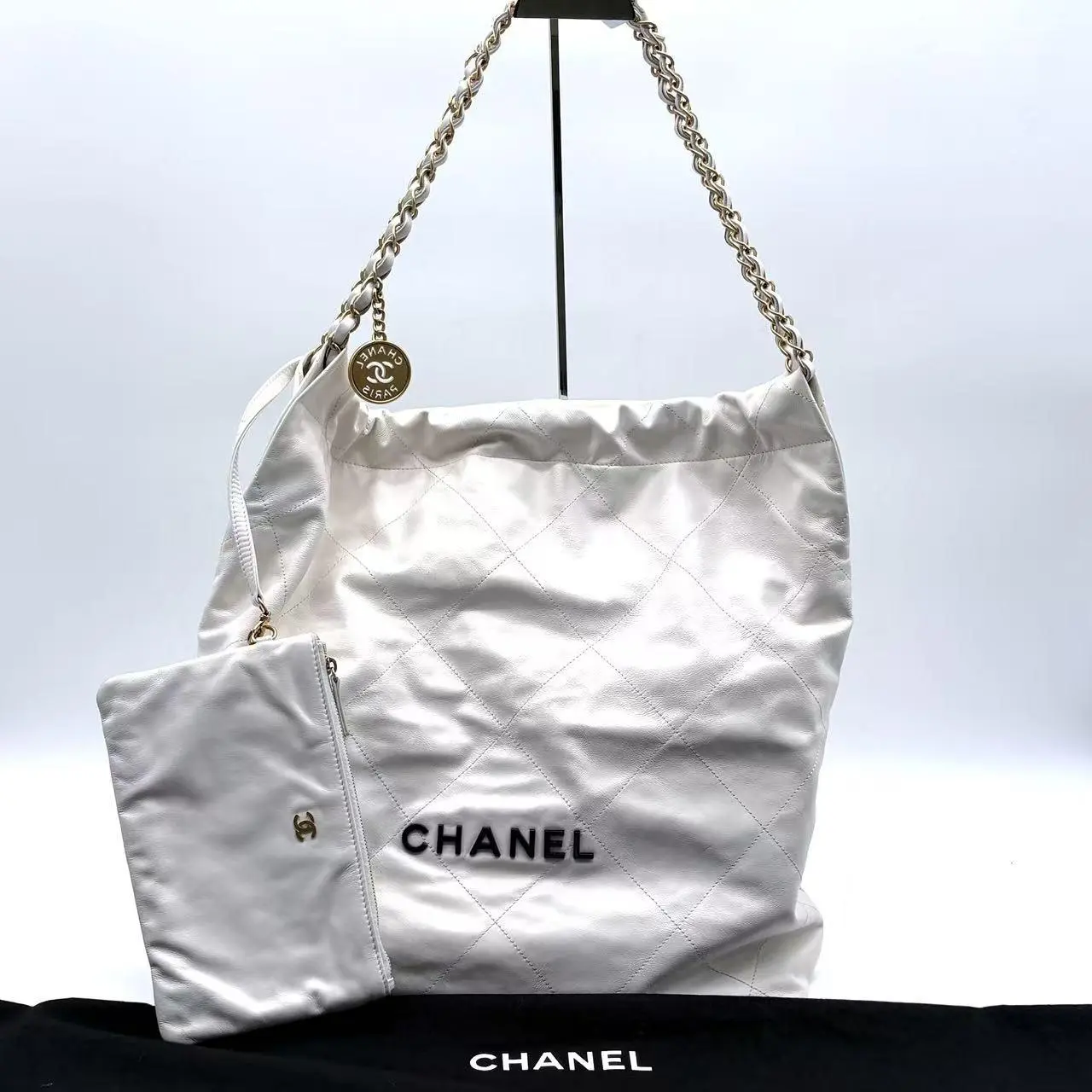Pre-owned CHANEL LEATHER Shoulder Bags 22 Chain Hobo Quilted Calfskin Large