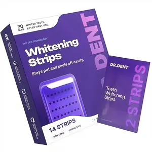 DRDENT Purple Teeth Whitening Strips, 7/21 Whitening Sessions, Enamel Safe, Non Sensitive & Peroxide-Free Formula, Gentle Deep Stain Removal for Bright White Smile
