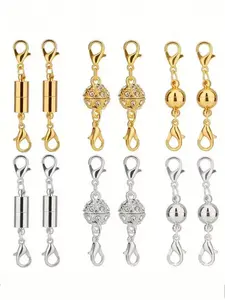 12pcs Jewelry Accessories Necklace Buckle, Magnetic Style Bracelet Buckle, Diamond And Ball, Cylinder Combination Set, Bracelet Buckle, Necklace Mouth, DIY Jewelry, Magnetic Clasp