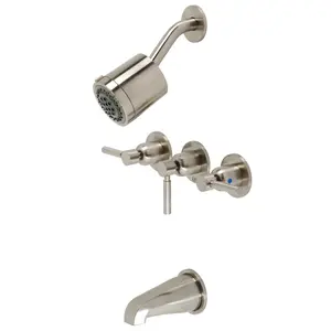 Kingston Brass  Concord Three-Handle Tub & Shower Faucet, Brushed Nickel